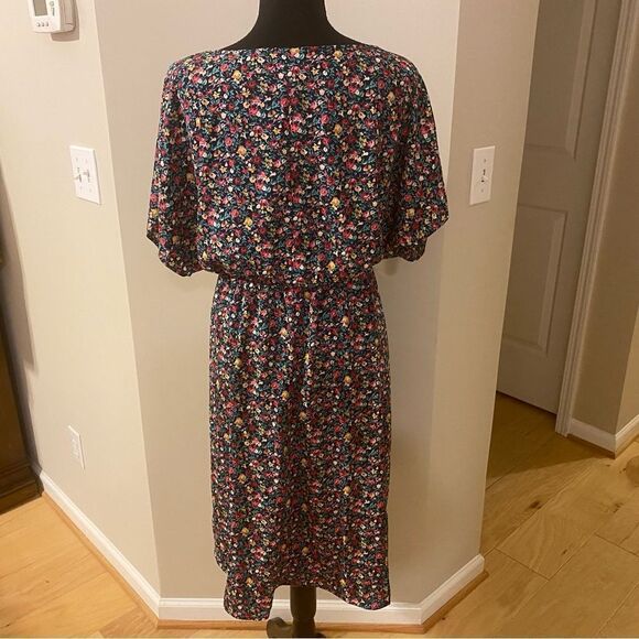 Emery Rose Shein Floral Midi Dress Black Red Yellow 2X - Picture 3 of 10